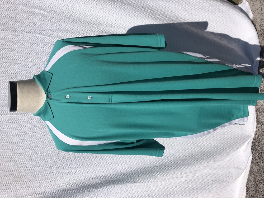 NO BRAND Men’s Teal with White Stripe Short Sleeve Polo shirt, size XXL New